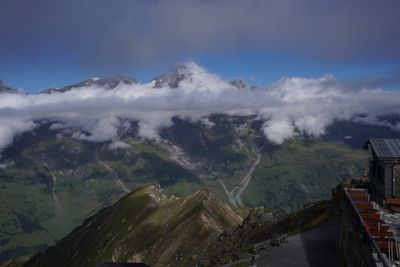 Cloud pouring over a summit along the high alpine road