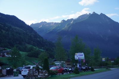 Road into Heiligenblut with mountains on both sides