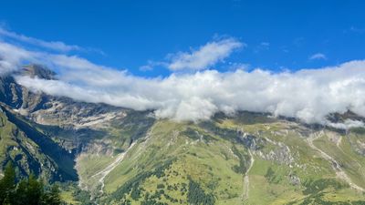 Rocky high-alpine peaks with snow patches above the Glockner road
