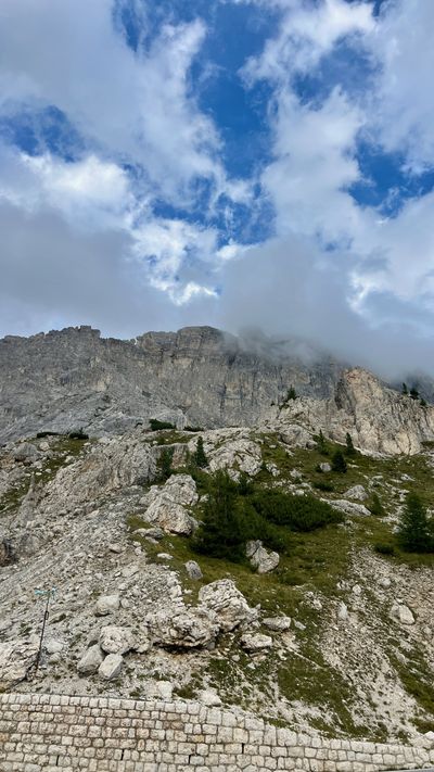 Scree slope and layered Dolomite rock at Valparola