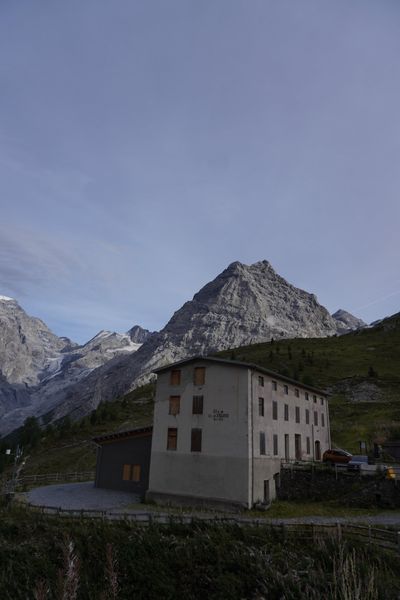 Franzenshöhe at dusk against the mountain