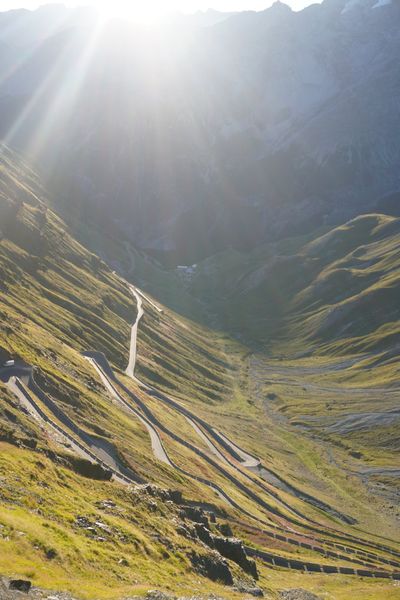 Light breaking over the pass as we left