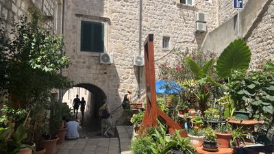 Dubrovnik city walls and sea