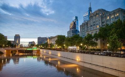 Glacial lagoon with icebergs