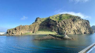 Mountain pass in fog