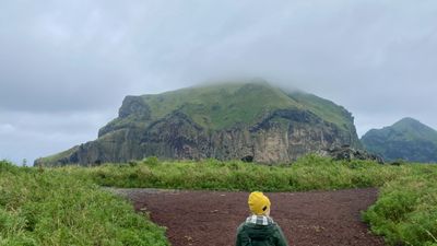 Glacial river with icebergs