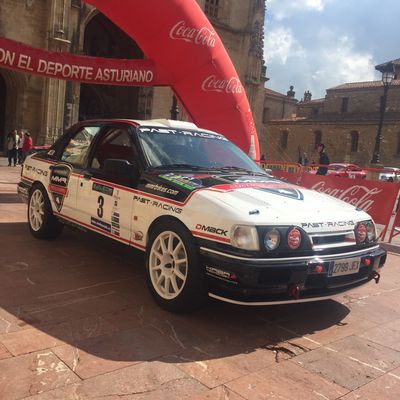 Classic rally cars lineup in black and blue