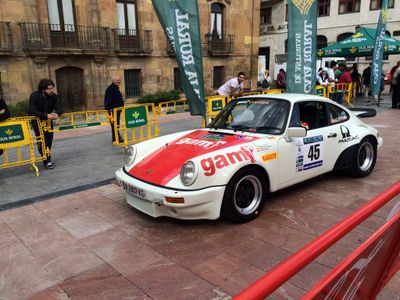 Classic rally cars gathering in the city square