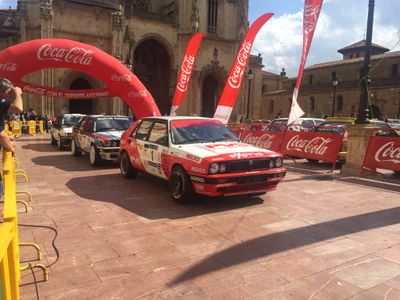 Blue rally car at the event