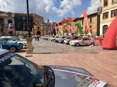 Black rally car front view