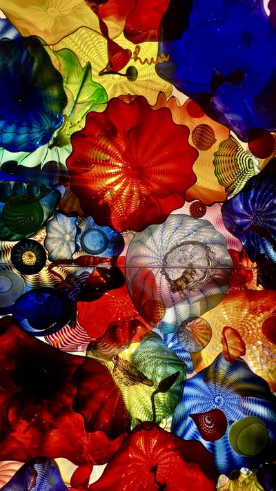 Intricate glass chandelier detail