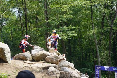 Trials rider in action